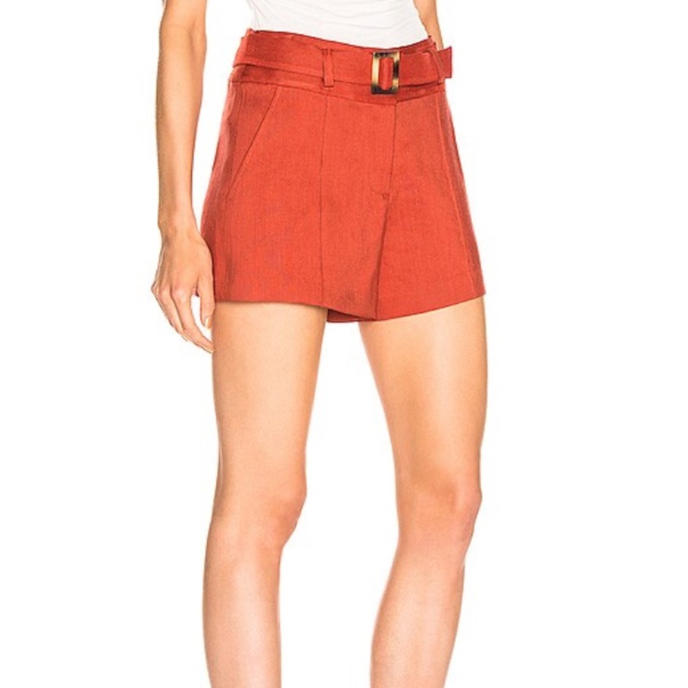 Veronica Beard Orange Linen Shorts with Belt | Women’s Size 4